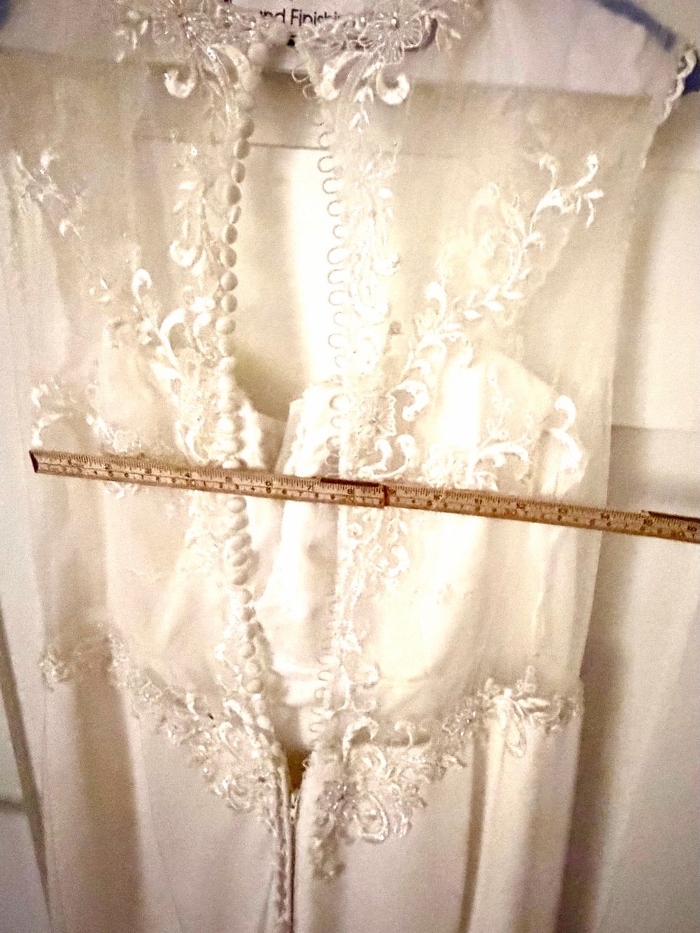 Classic White Lace Bodice Wedding Gown with Front Slit - Picture 3 of 13
